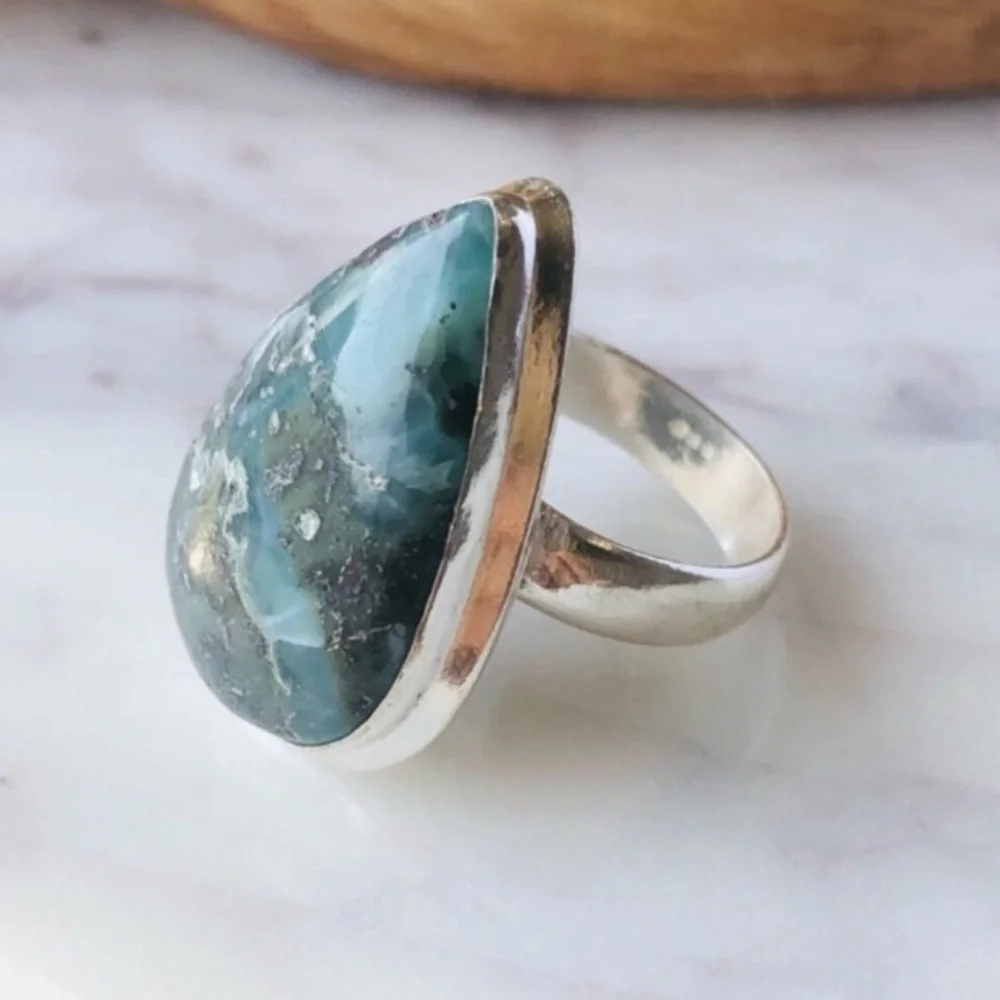 Silver Plated Republic Larimar Boho Ring